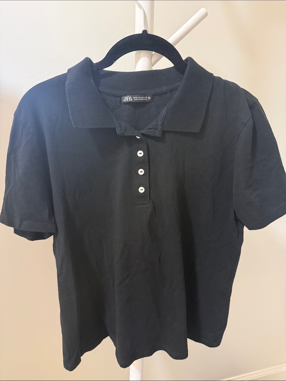 Zara Black Short Sleeve Polo Top